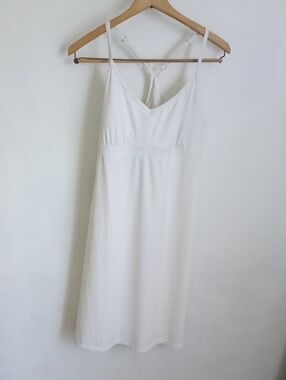 Athleta White Spaghetti Strap Midi Dress with Back Tie